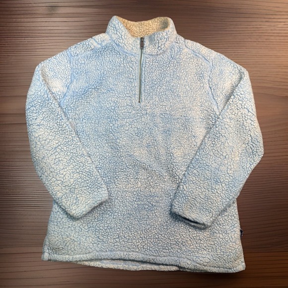 Properly Tied Sweaters - Properly Tied Pintail Sherpa Pullover 1/4 Zip Size Medium Blue Cream Fleece